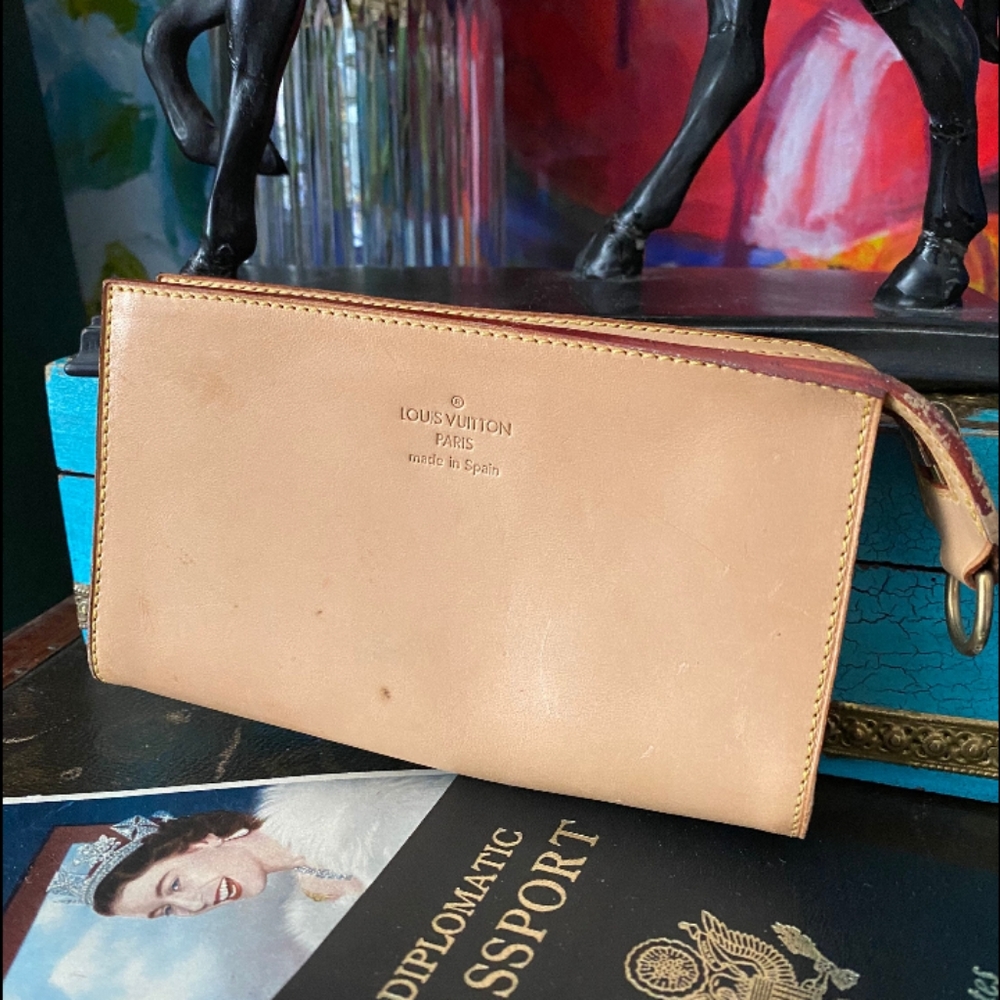 Pale pink rare vachetta leather French purse/wristlet bag